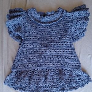 Sea New York Rylee Flutter Sleeve Crochet Top XS Navy Color